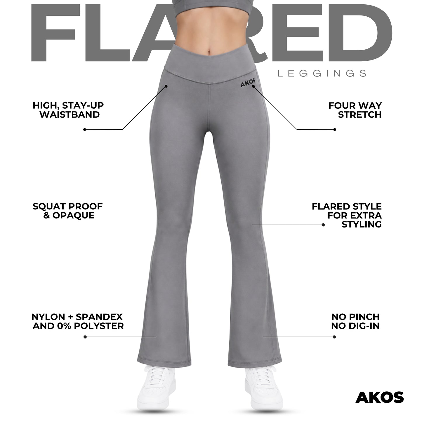 Akos Active Flared Leggings – Grey